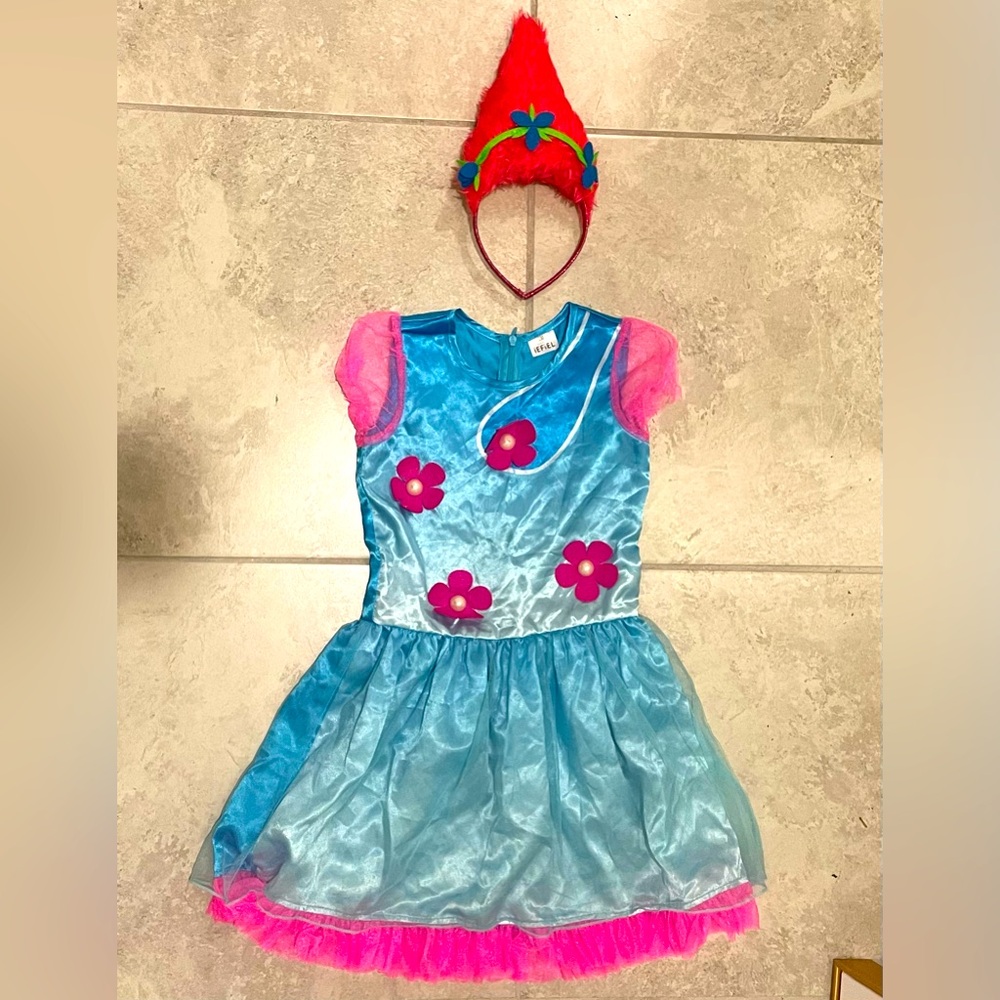 kids poppy trolls dress small 4 - 6